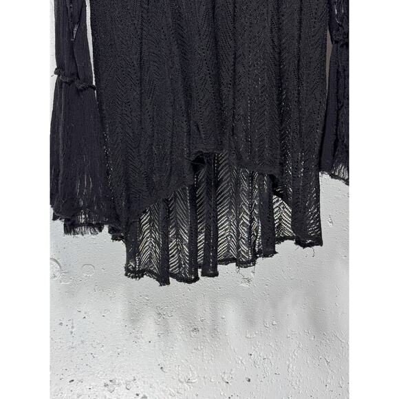 Free People Black Lace/Mesh/Beaded Long Sleeve Tunic/Mini Dress Size XS NWOT - Picture 3 of 5